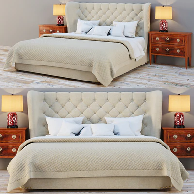 RH CHURCHILL FABRIC SLEIGH BED — Вид 1