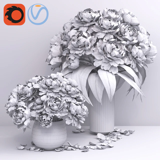 pastel pink peonies in 2 vases — Скачать