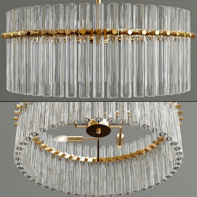 Casandra 4-light Brushed Brass Pendant Crystal Chandelier — Ver 1
