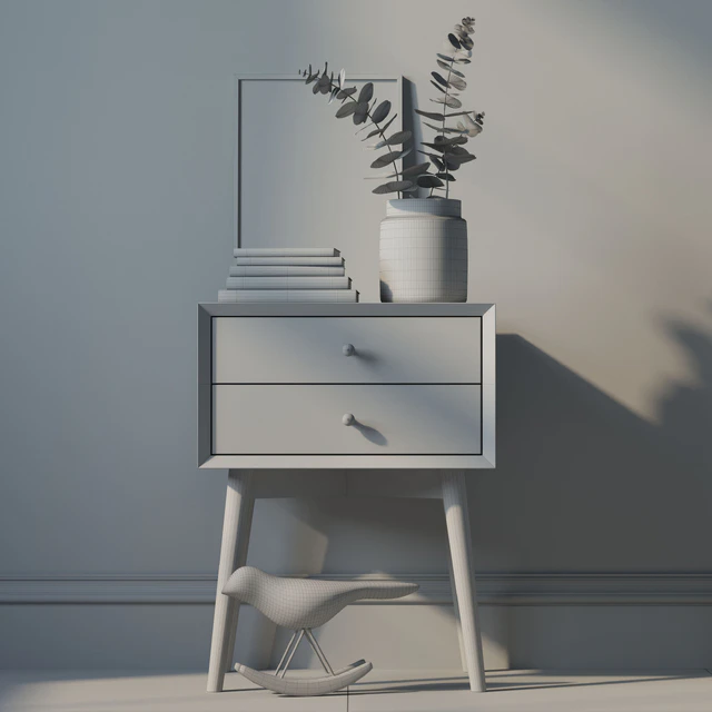 Bedside Mid-Century Nightstand White + decor — Descargar