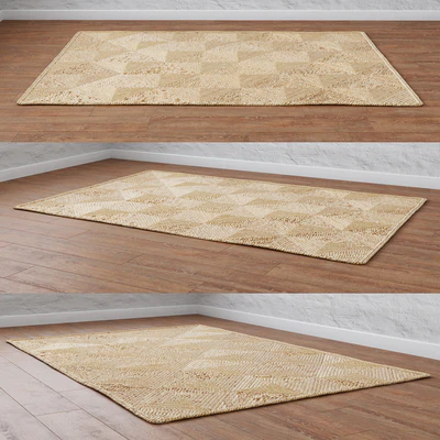Natural Spiral sections Braided Jute Rug — Ver 5