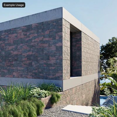 split face running concrete block wall texture black — View 3