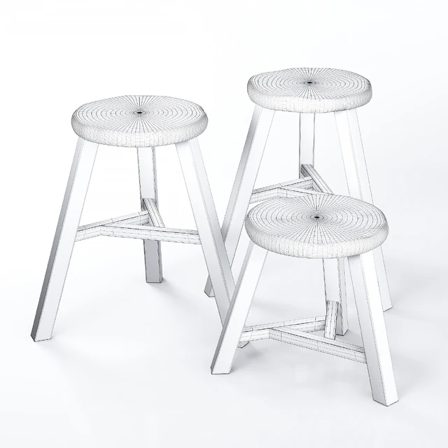 Wooden Accent Stool 01 — Descargar