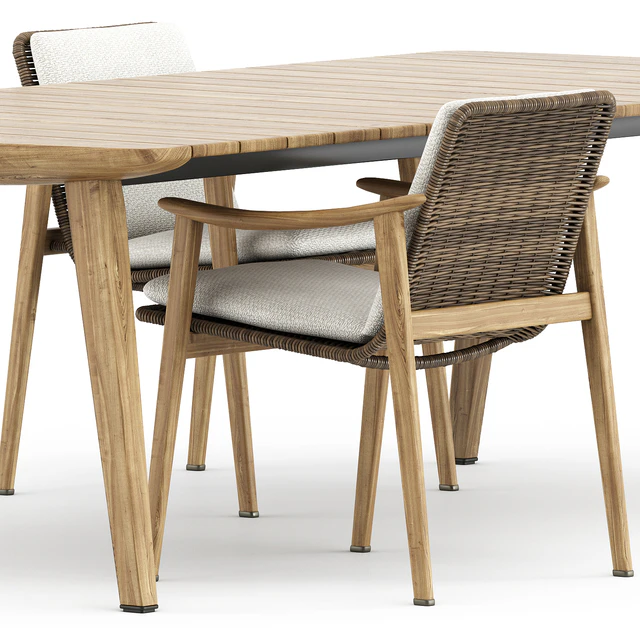Fynn Outdoor chair and Fynn Dining Outdoor table by Minotti — Скачать