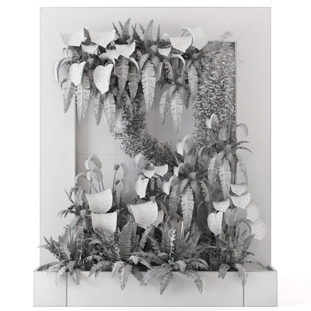 Indoor Wall Plants in rusty Concrete Pot - Set 22 — Descargar