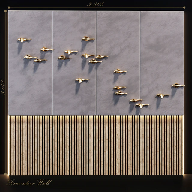 Decorative panel Birds Gold 10 — Скачать