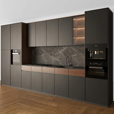 Kitchen Modern 05 Black & Wood — Ver 3