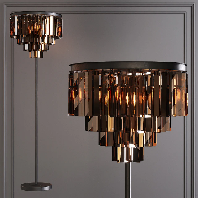 Restoration Hardware 1920S ODEON SMOKE GLASS FLOOR LAMP 4-TIER Black — Descargar