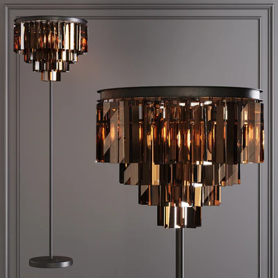 Restoration Hardware 1920S ODEON SMOKE GLASS FLOOR LAMP 4-TIER Black — Ver 1