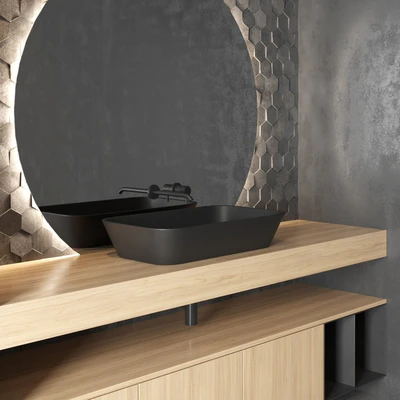 Cerasa NEROLAB | Wood veneer vanity unit — Ver 2