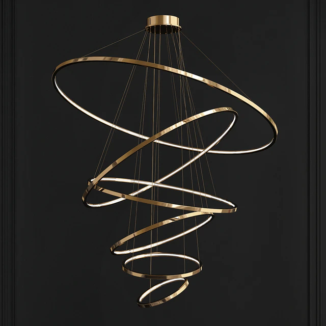 LED Swirl Six Ring Chandelier Pendant Light in Gold Contemporary — Скачать