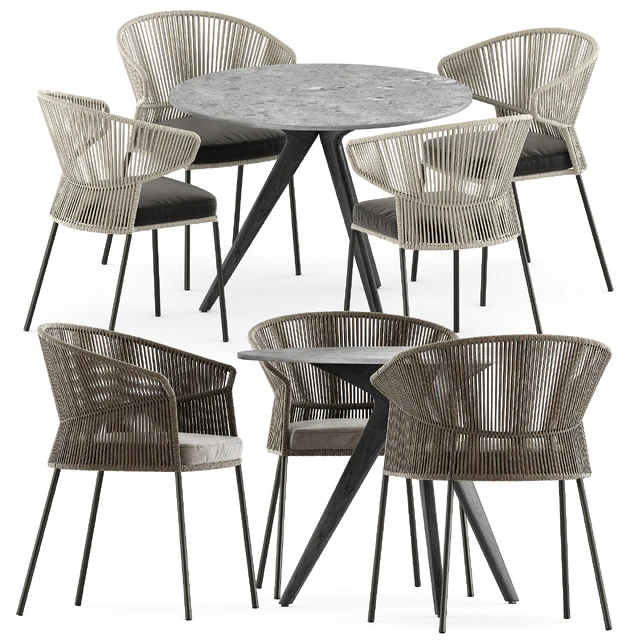 Ola 923 P-IMP and Ola 923/P chairs by Potocco and Teak nero table CF 100 by manutti — Descargar