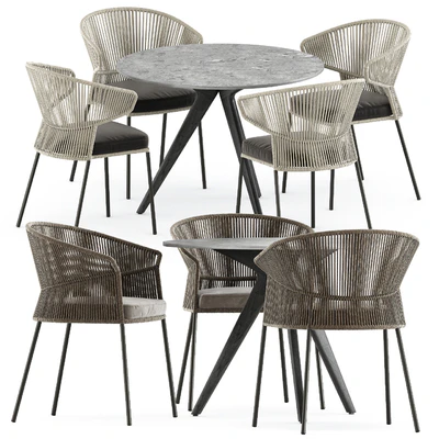 Ola 923 P-IMP and Ola 923/P chairs by Potocco and Teak nero table CF 100 by manutti — Ver 1