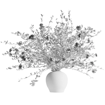 A bouquet of tree branches inserted into a celadon ceramic pot — Ver 3