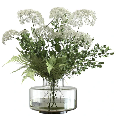 Bouquet of umbrella flowers with greenery and fern — download