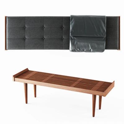 C & B Tate Slatted Bench with Cushion — Ver 2