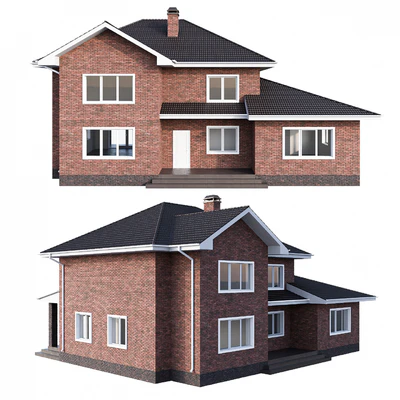 Two-storey brick house with a pitched roof — Ver 6