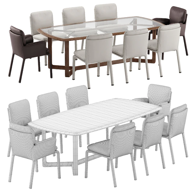Natuzzi Ambra chair Amber table set — Descargar