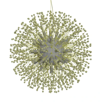 Designer chandelier in the form of a ball of crystal beams with a metal center Rosalia by Lampatron — Ver 3