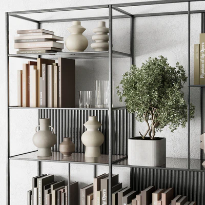 Metal Shelves Decorative With Book and plants - Metal Rack 17 — Вид 2