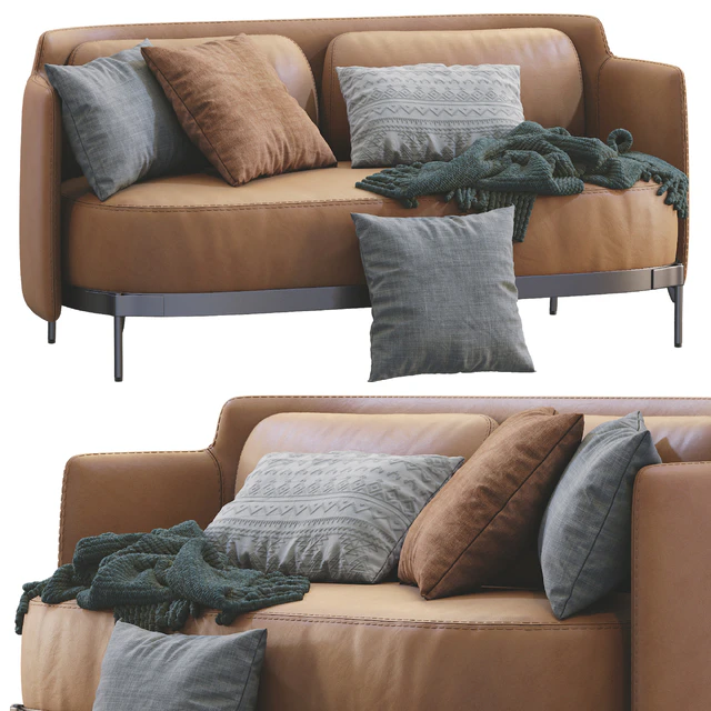 Minotti Tape Leather Sofa — Descargar