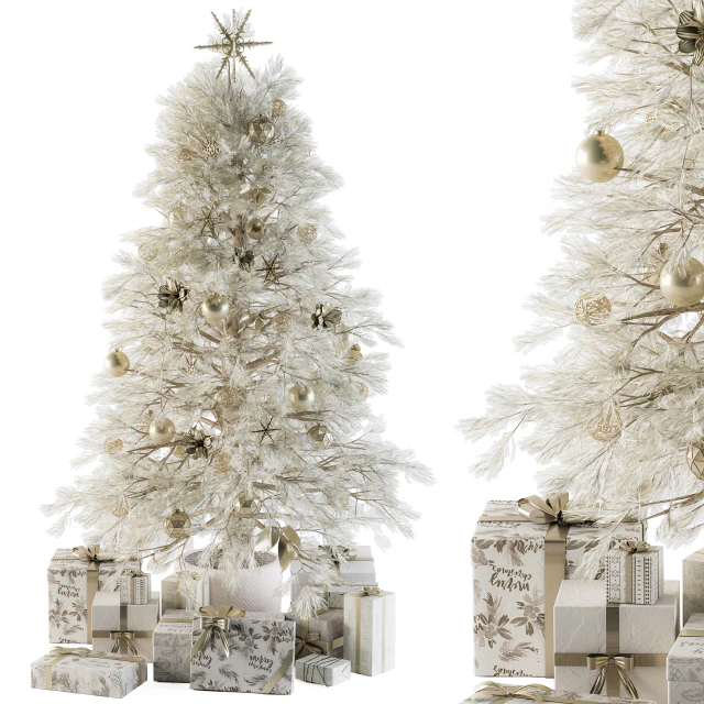 Christmas Decoration 01 - Christmas White Tree with Gift — Descargar
