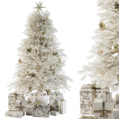 Christmas Decoration 01 - Christmas White Tree with Gift — Ver 1