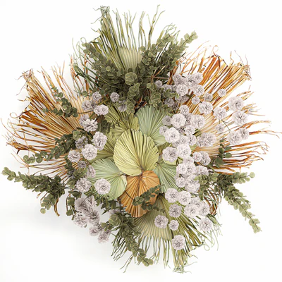 Decoration and installation for the wall of dried palm leaves wedding wreath of dried flowers. 230. — Ver 1