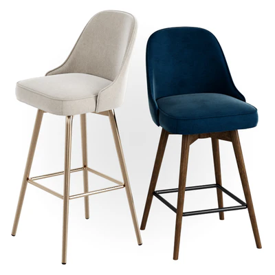 WEST ELM Mid-Century Velvet Swivel Bar + Counter Stools — Скачать