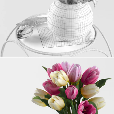 Pottery Barn Kids. Marble Top Side Table. Bouquet of tulips — Вид 3