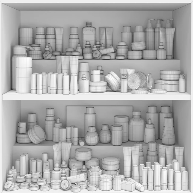 Shelf with a set of cosmetics for beauty salons, shops or dutifree. Make up — Descargar