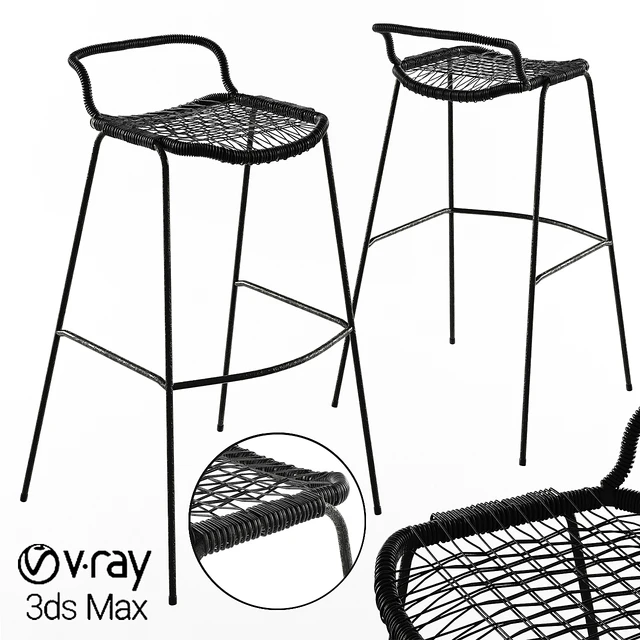 Bar Stool Allu Gervasoni Restaurant Woven Knitted — Скачать