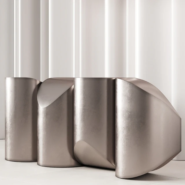 381 office furniture 19 reception desk 14 sculptural metal with wave wall — Скачать