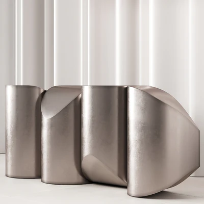 381 office furniture 19 reception desk 14 sculptural metal with wave wall — Вид 4