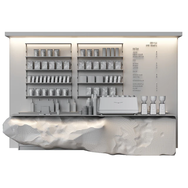 Coffee shop with a natural stone bar — Скачать