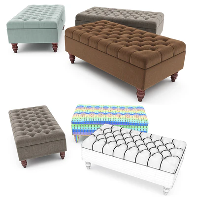 Tiffany Linen Footstool ottoman — Ver 3