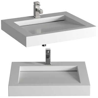 Modern White Wash Basin Wall Deck Installation Bathroom Basin 8409 — Ver 1