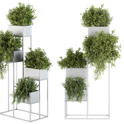indoor Plant Set 213 - Silver Plant Stand — Ver 2
