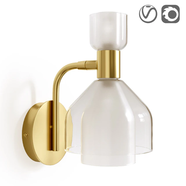 Brass and tinted glass wall lamp, Amoris — Descargar