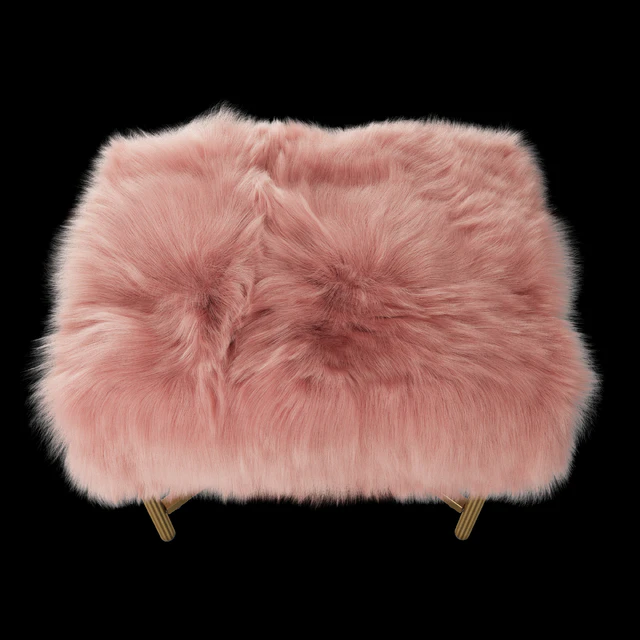 HomePop Decorative Faux Fur Square Ottoman — Descargar
