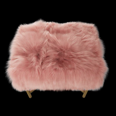 HomePop Decorative Faux Fur Square Ottoman — Ver 2