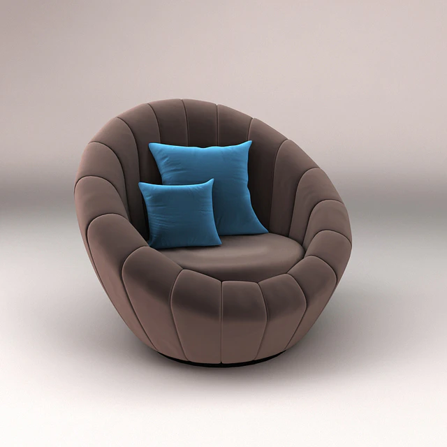 Rounded Armchair With Coffee Table — Descargar