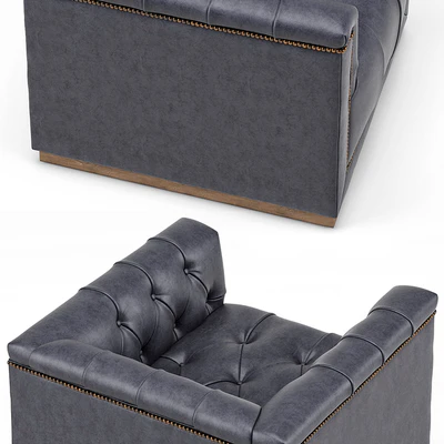 Emmy Rustic Lodge Black Leather Tufted Cube Armchair — Вид 2