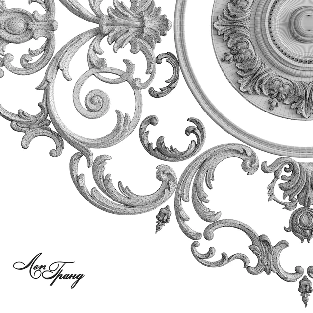 Rosette with stucco molding, set No. 117 — Download