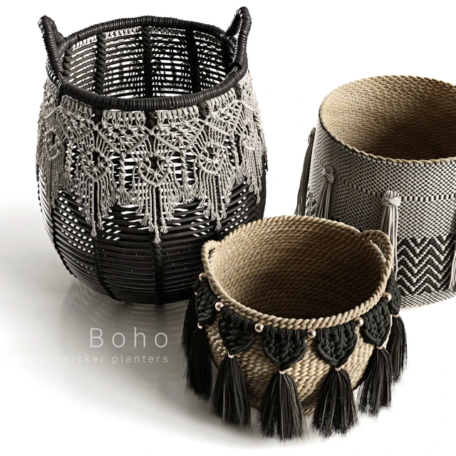 Boho wicker planters — Descargar