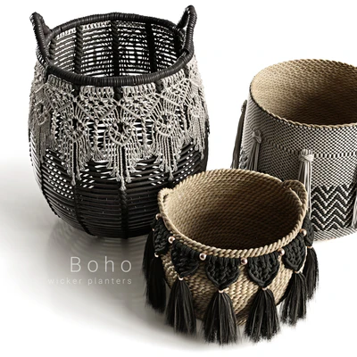 Boho wicker planters — Ver 3