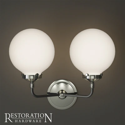 Rh bistro globe milk glass double sconce — Ver 2
