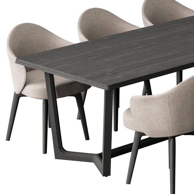 Dinning Table Black and Cream - Set 31 — Descargar