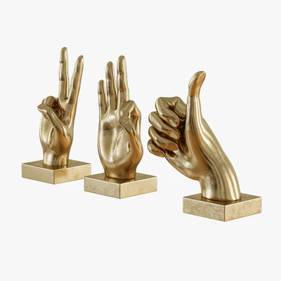 Metallic Hand 3 Piece Figurine Set — Ver 3