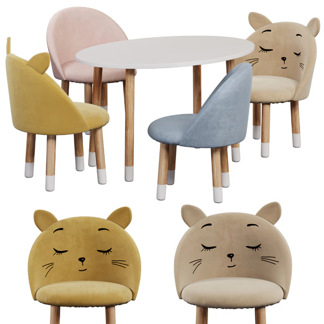 Children's seating group table oval with chairs — Descargar